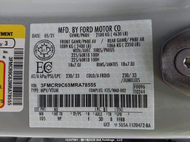 3FMCR9C63MRA78555 Ford dragon