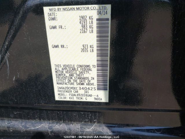 1N4AZ0CP0EC340425 Nissan Leaf