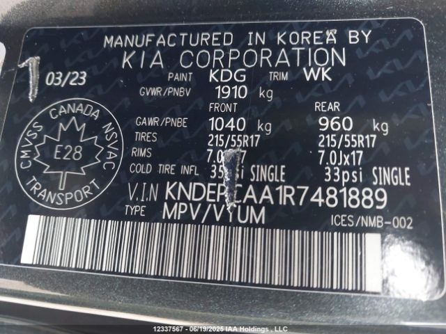KNDEPCAA1R7481889 KIA nu mpi