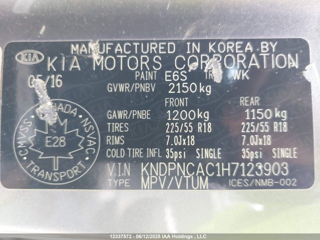 KIA gdi theta ii 2017 KNDPNCAC1H7123903 Image 18