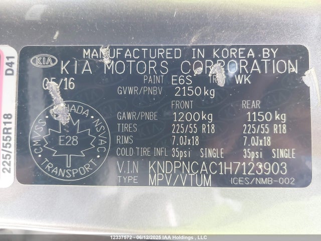 KIA gdi theta ii 2017 KNDPNCAC1H7123903 Image 9