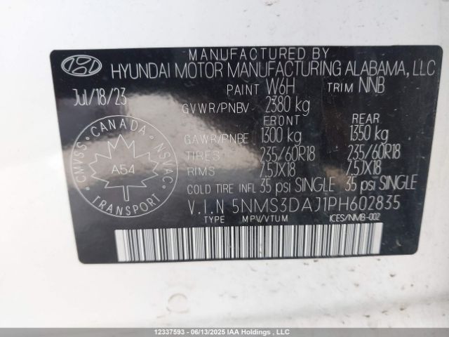 5NMS3DAJ1PH602835 Hyundai gdi theta iii