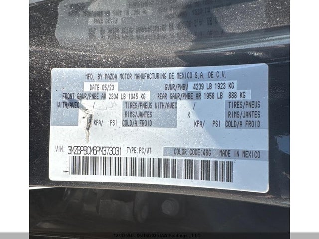 3MZBPBCM6PM373031 Mazda pyukd