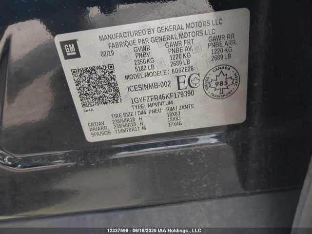 1GYFZFR46KF179390 Cadillac lsy - sidi, vvt, alum, var 3