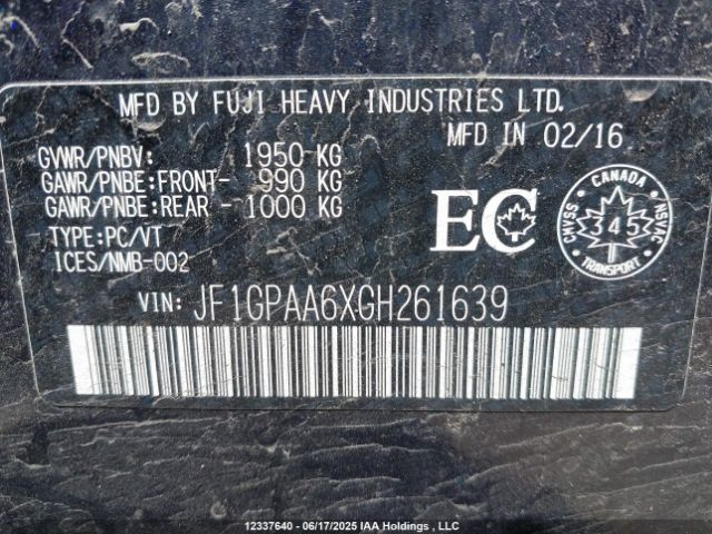 JF1GPAA6XGH261639 Subaru 2.0l na