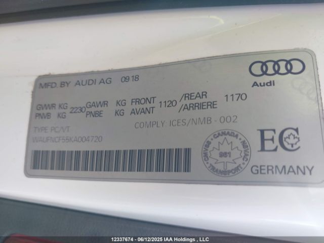 WAUFNCF55KA004720 Audi 2019