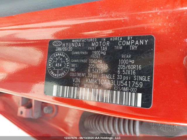 KM8K1CAA3LU541759 Hyundai mpi nu