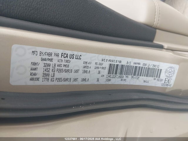 1C4RDJDG3FC105650 Dodge 2015