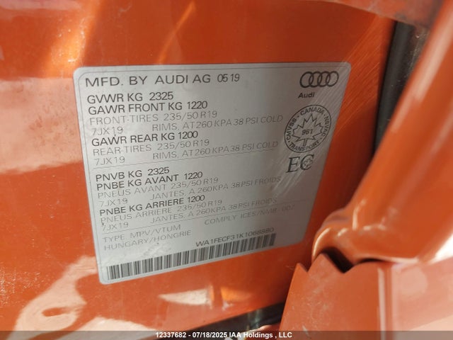 WA1FECF31K1068880 Audi 2019