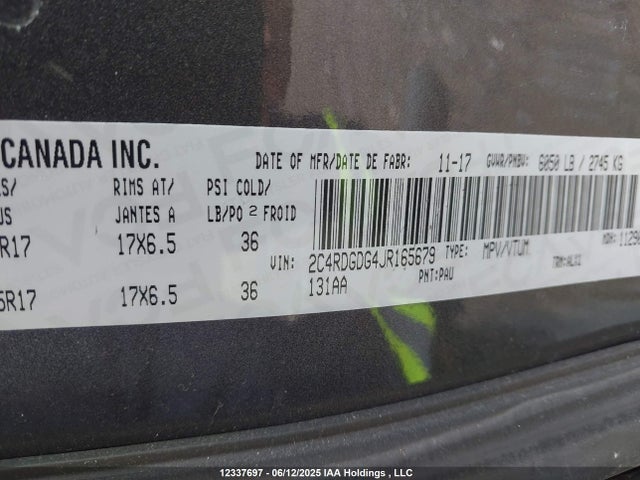 2C4RDGDG4JR165679 Dodge Grand Caravan
