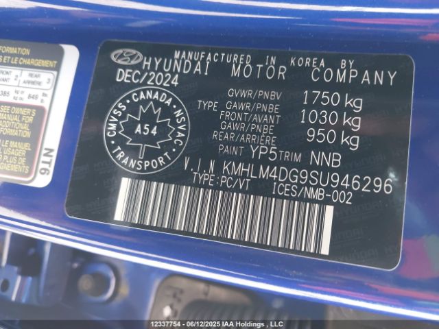 KMHLM4DG9SU946296 Hyundai mpi nu pe