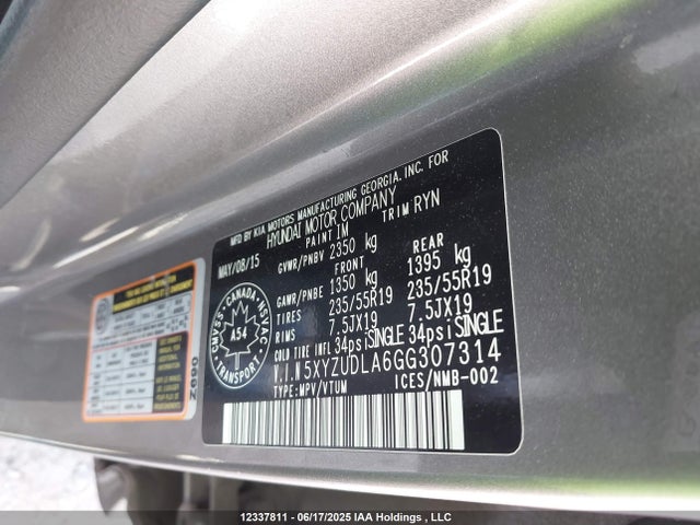 5XYZUDLA6GG307314 Hyundai t-gdi theta ii