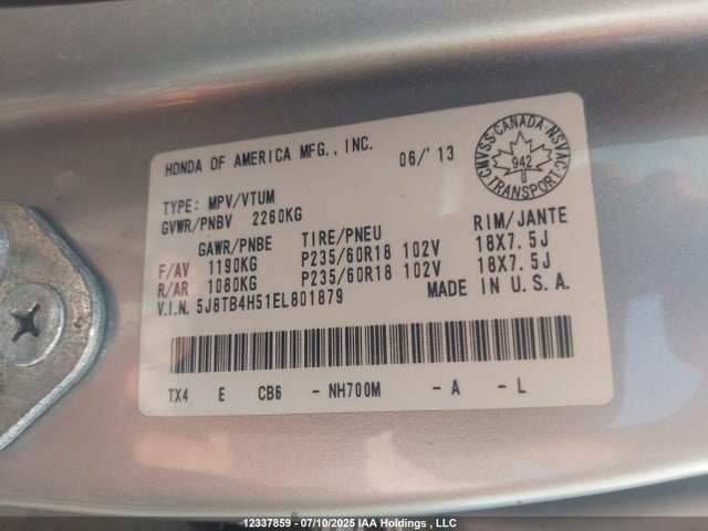 5J8TB4H51EL801879 Acura j35z2