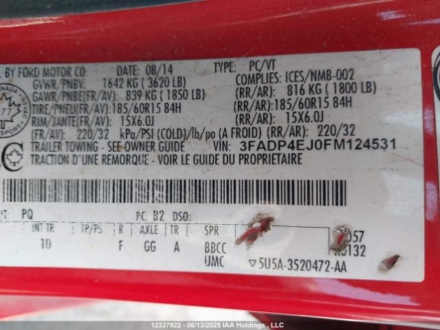 3FADP4EJ0FM124531 Ford FIESTA SE