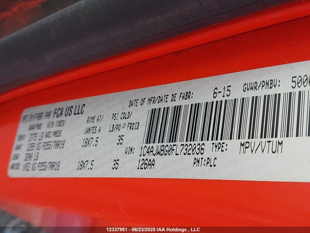 Jeep Wrangler 2015 1C4AJWBG0FL732036 Image 9
