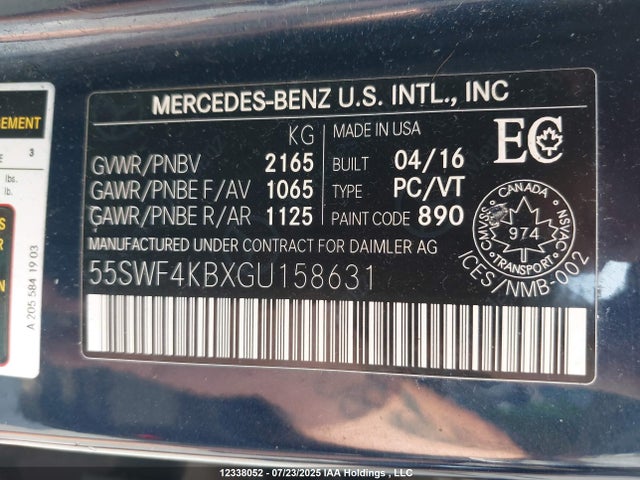55SWF4KBXGU158631 Mercedes-Benz C-Class