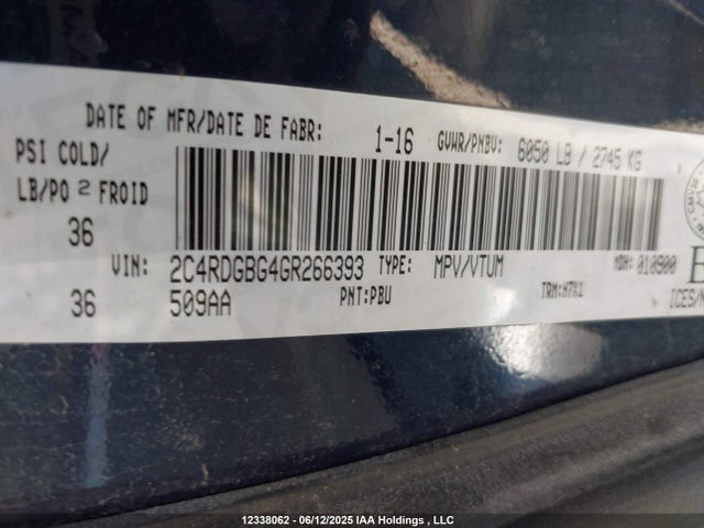 2C4RDGBG4GR266393 Dodge 2016