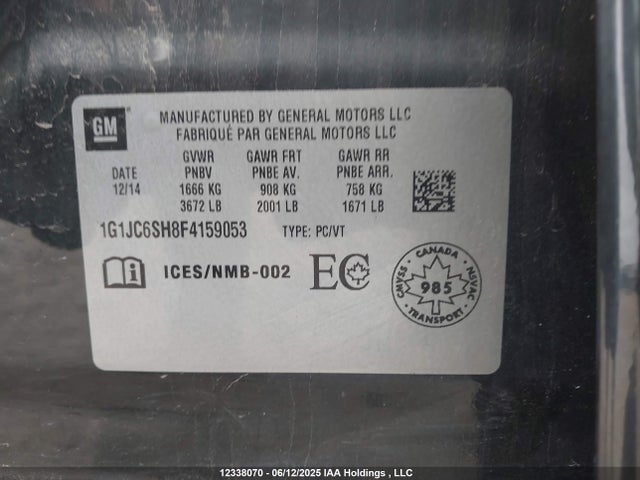 1G1JC6SH8F4159053 Chevrolet luw
