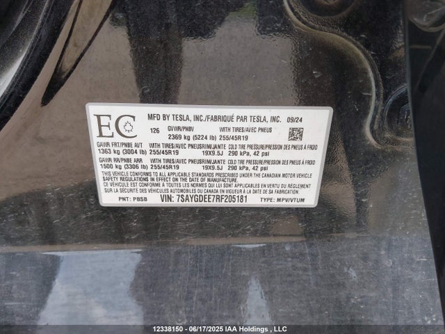 7SAYGDEE7RF205181 Tesla Model Y