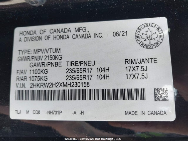 Honda CR-V LX 2021 2HKRW2H2XMH230158 Image 9