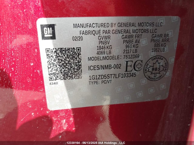 1G1ZD5ST7LF103345 Chevrolet lfv - direct injection, variable valve timing, gen 1