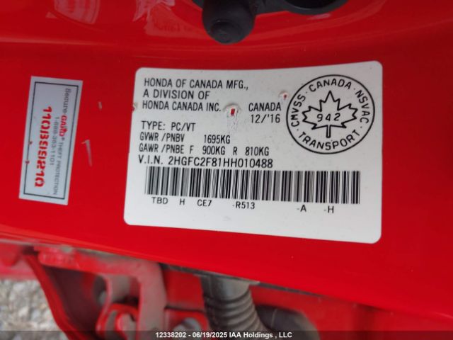 2HGFC2F81HH010488 Honda k20c2