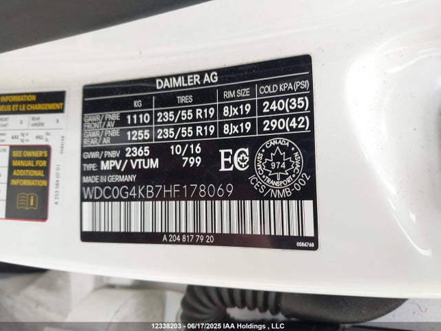 WDC0G4KB7HF178069 Mercedes-Benz m274