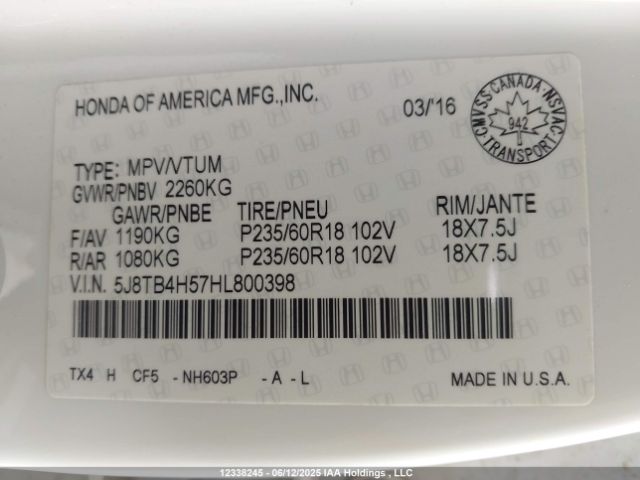 5J8TB4H57HL800398 Acura j35z2
