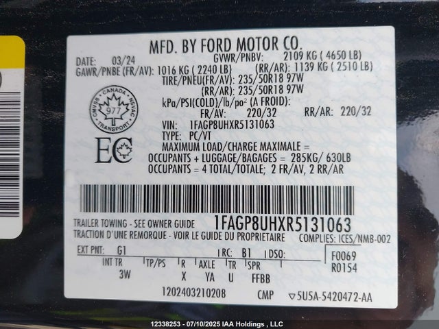 1FAGP8UHXR5131063 Ford 4v