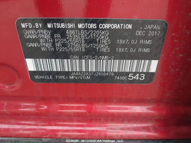 JA4AZ2A37JZ606479 Mitsubishi mivec