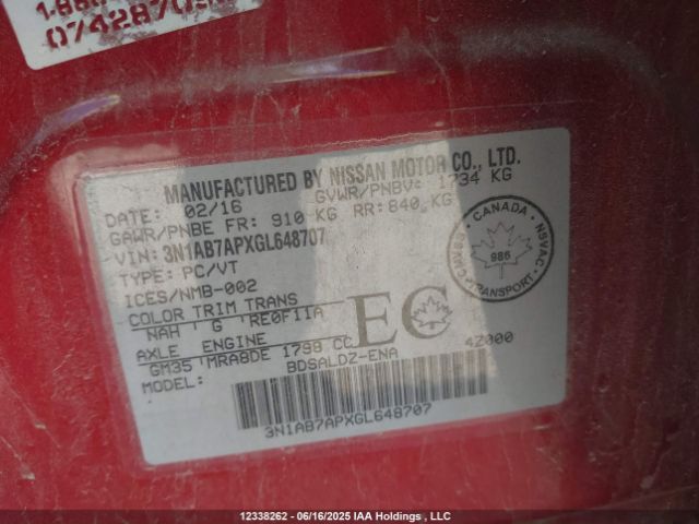 3N1AB7APXGL648707 Nissan Sentra