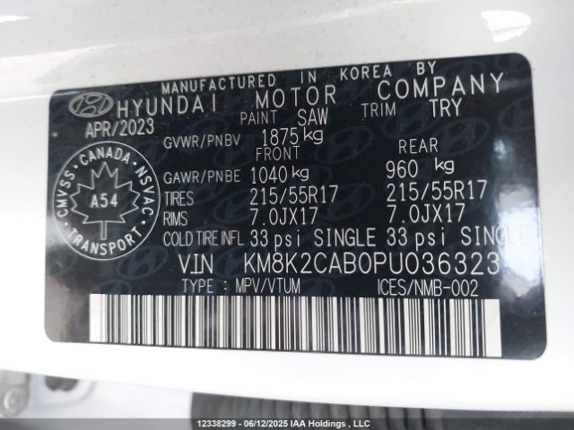 KM8K2CAB0PU036323 Hyundai mpi nu pe