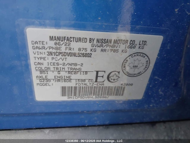 Nissan 2022 2022 3N1CP5DV0NL526802 Image 18