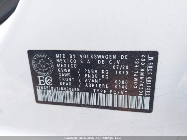 3VWGB7BU7LM070630 Volkswagen 1.4 tsi