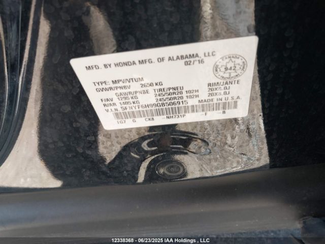 5FNYF6H99GB506915 Honda j35y6