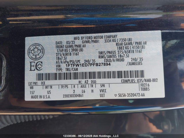 Ford F-150 2023 1FTFW1ED7PFB27894 Image 9