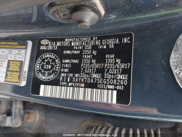 5XYKTDA75EG508260 KIA gasoline 3.3 v6 gdi lambda ii