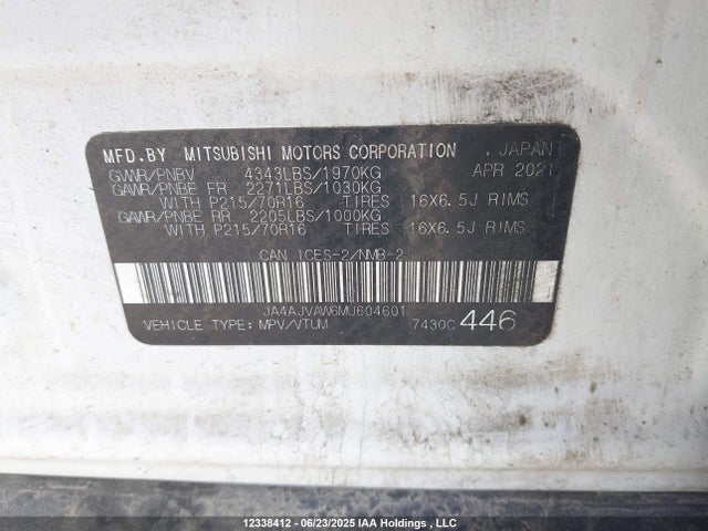JA4AJVAW6MU604601 Mitsubishi mivec