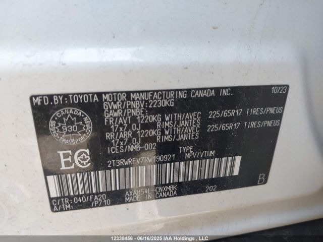 2T3RWRFV7RW190921 Toyota a25a-fxs