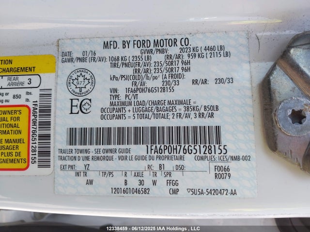 Ford Fusion 2016 1FA6P0H76G5128155 Image 9