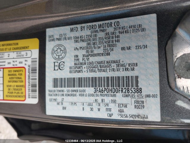 Ford Fusion 2015 3FA6P0HD0FR285388 Image 9
