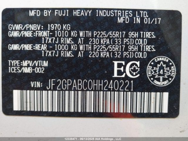 JF2GPABC0HH240221 Subaru naturally aspirated