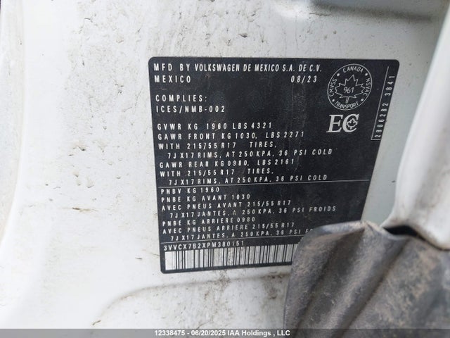 3VVCX7B2XPM380151 Volkswagen tsi