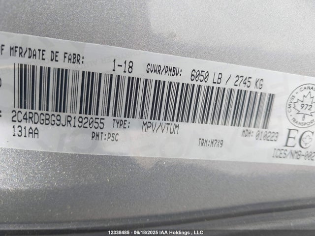 2C4RDGBG9JR192055 Dodge Grand Caravan