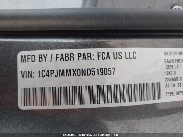 1C4PJMMX0ND519057 Jeep Cherokee
