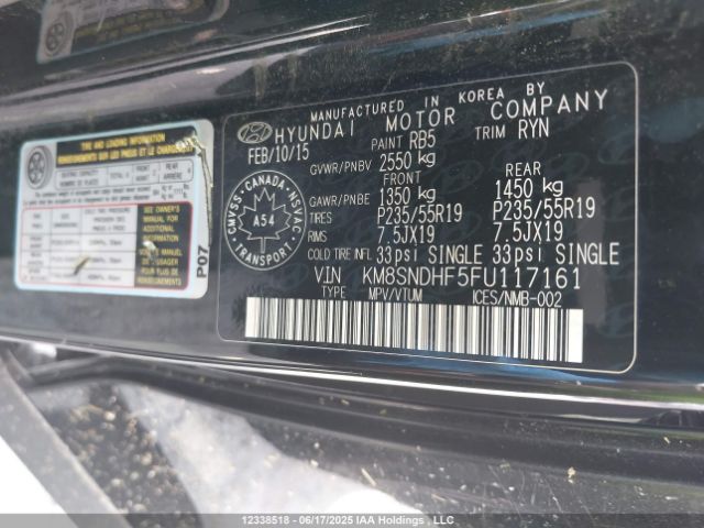 KM8SNDHF5FU117161 Hyundai dohc gdi lambda ii