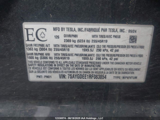 Tesla 2024 2024 7SAYGDEE1RF083854 Image 9