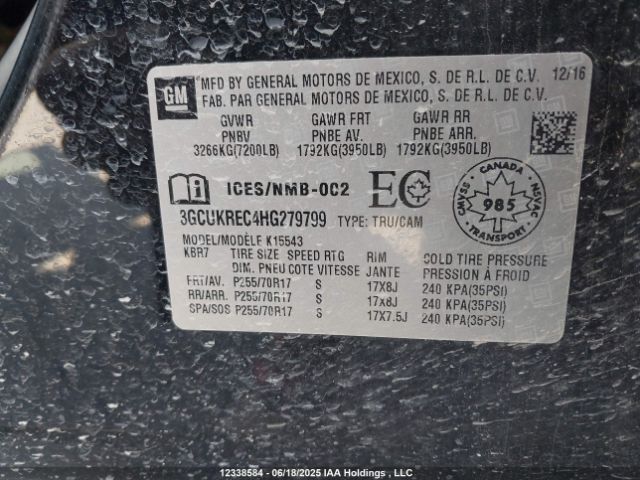 3GCUKREC4HG279799 Chevrolet l83 - sidi: spark ignited direct injection, vvt: variable valve timing, afm, e85 max, alum