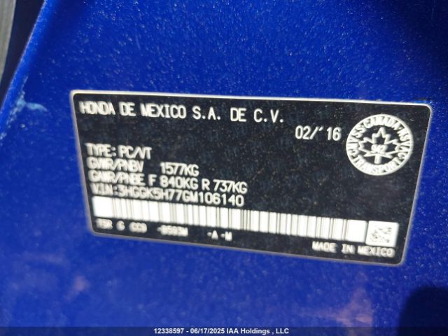 3HGGK5H77GM106140 Honda l15b1