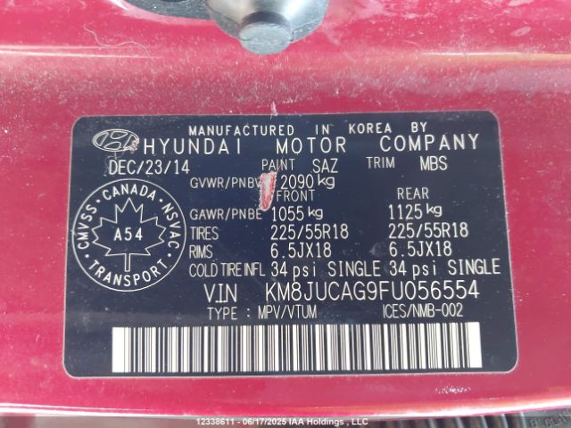 KM8JUCAG9FU056554 Hyundai dohc gdi theta ii